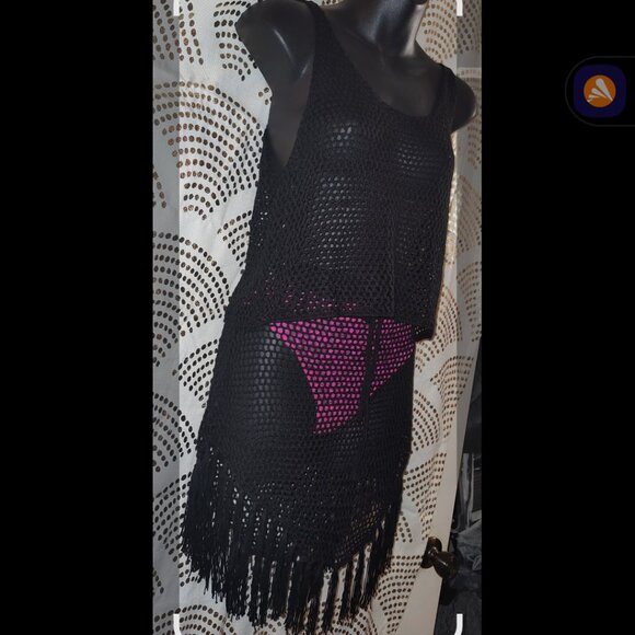 2 piece set Black crochet set skirt & top swim cover set  *NWT* PLZ READ - Picture 10 of 12